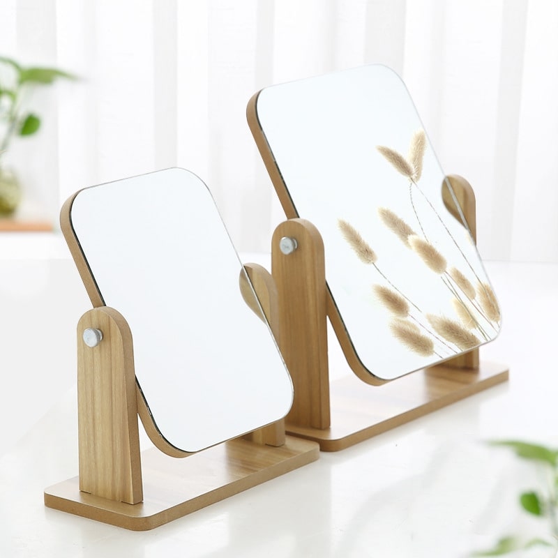 Miroir de beauté en bois
