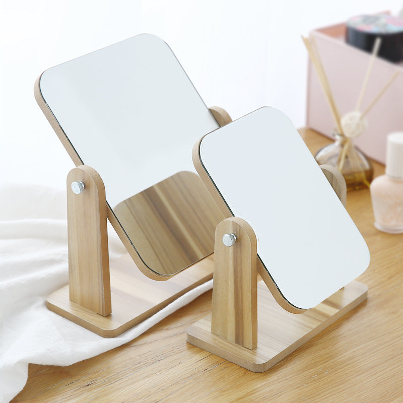Miroir de beauté sur pied en bois