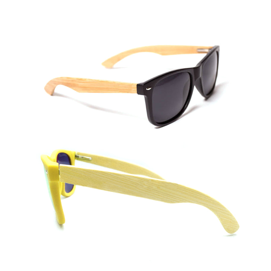 Lunettes de soleil avec monture en plastique et branches en bambou