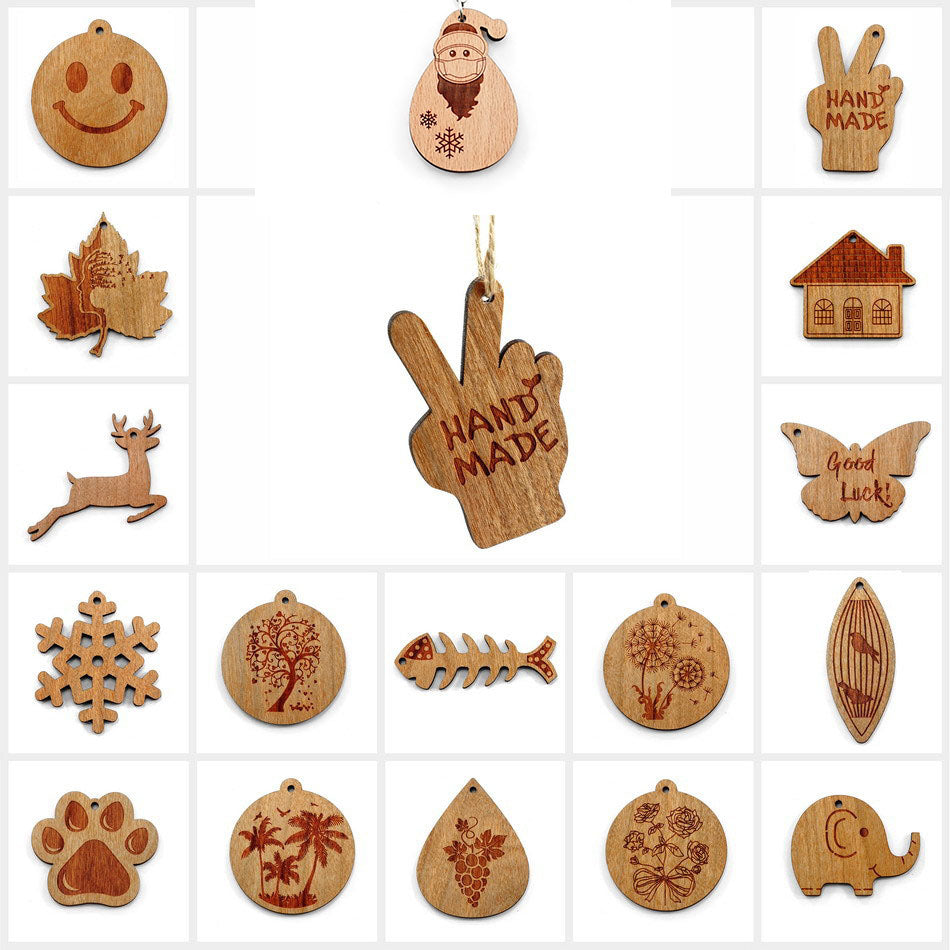 Animal Leaf House Shaped Wooden Tag