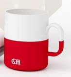 Tasse en céramique bicolore blanche et rouge
