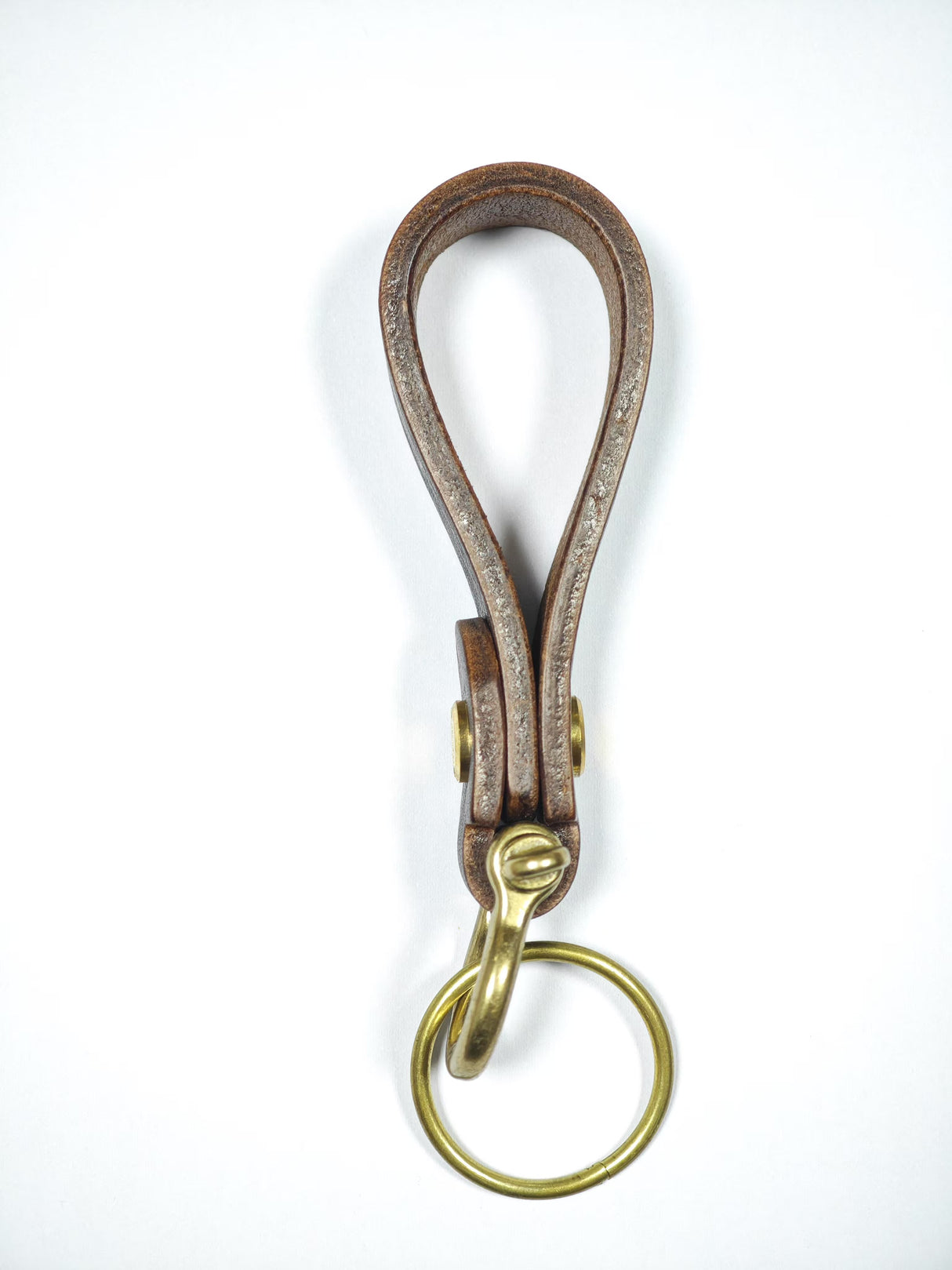 Porte-clés en cuir véritable avec anneau en cuivre