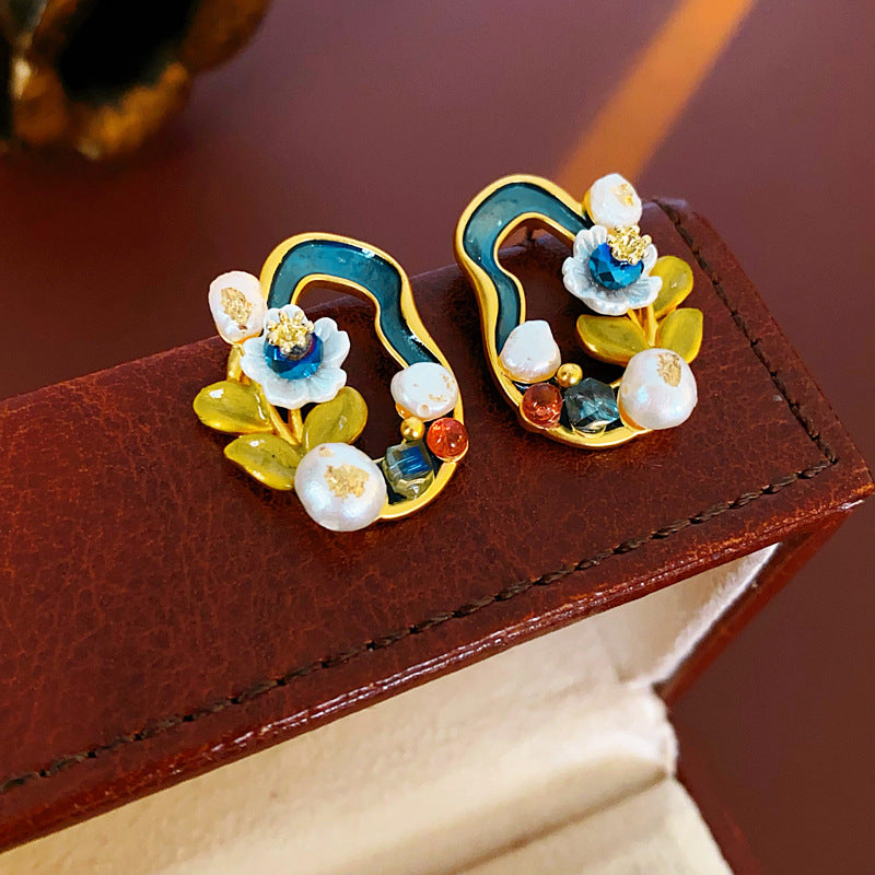 Boucles d'oreilles vintage en perles avec boîte amovible