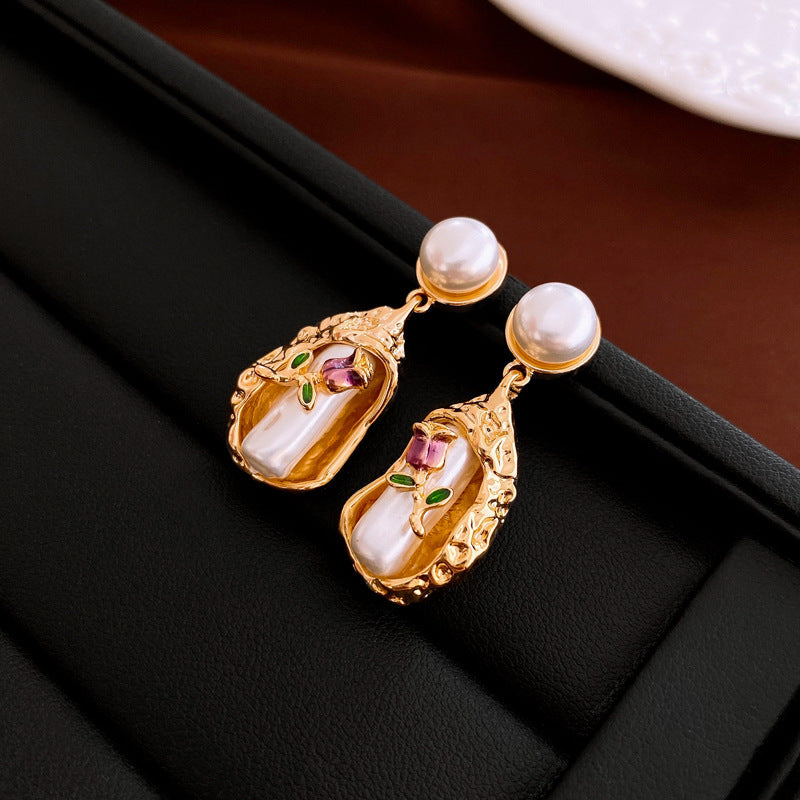 Boucles d'oreilles vintage en perles avec boîte amovible