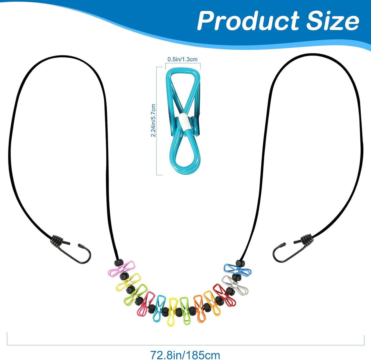 Ensemble de 12 pinces et pochette pour corde à linge d'extérieur