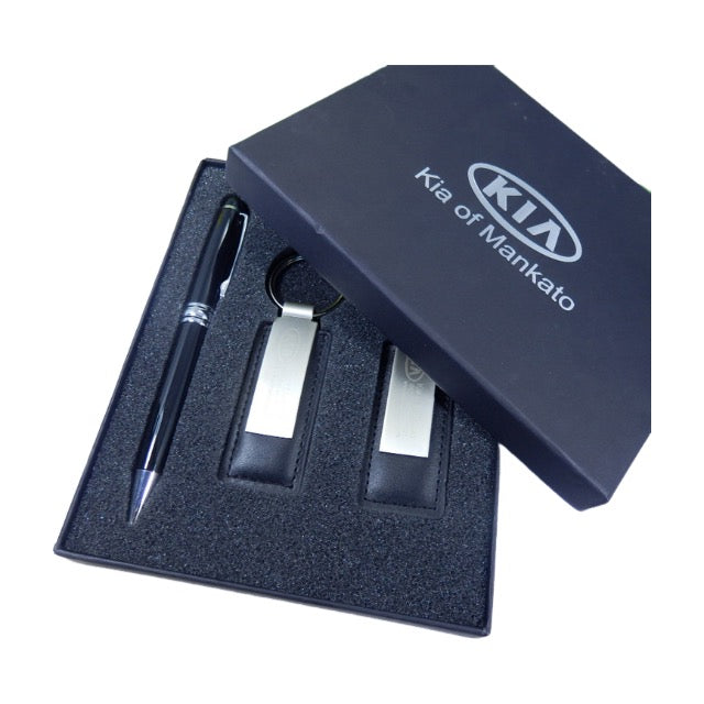 Metal Keychains & Pen Business Set 3pcs In Gift Box