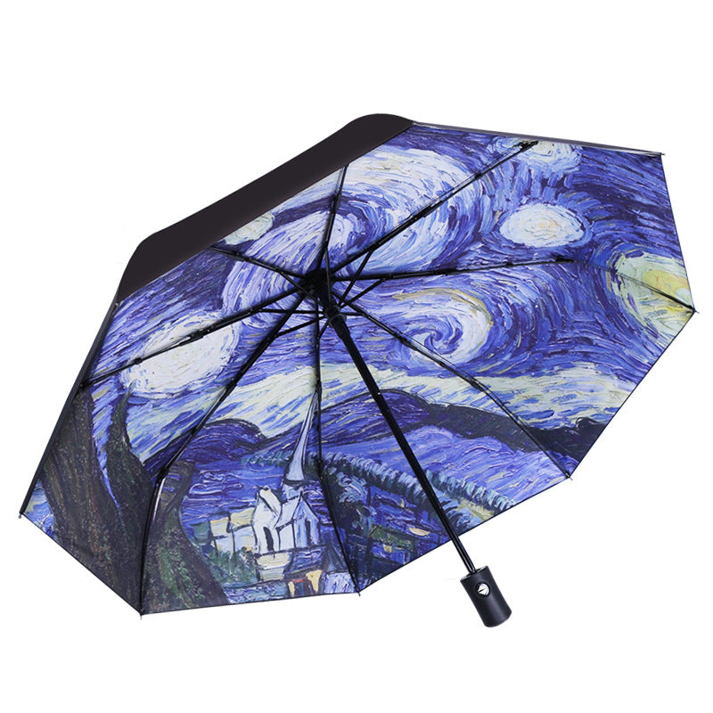 Parapluie compact pliable automatique pleine taille imprimé en dessous