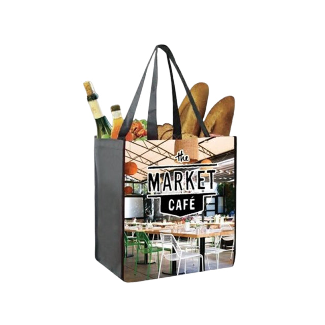 Non Woven Two Tone Gusset Tote Bag 4c Process Sublimation Print