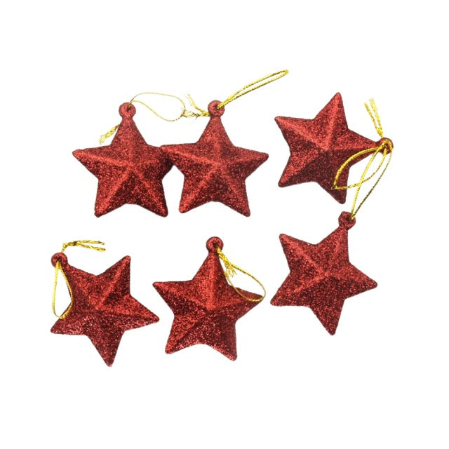 Lot de 6 décorations de Noël étoiles scintillantes