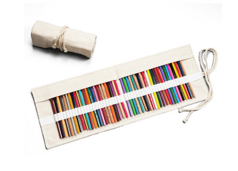 Porte-crayons enroulable en toile personnalisée à 36 trous