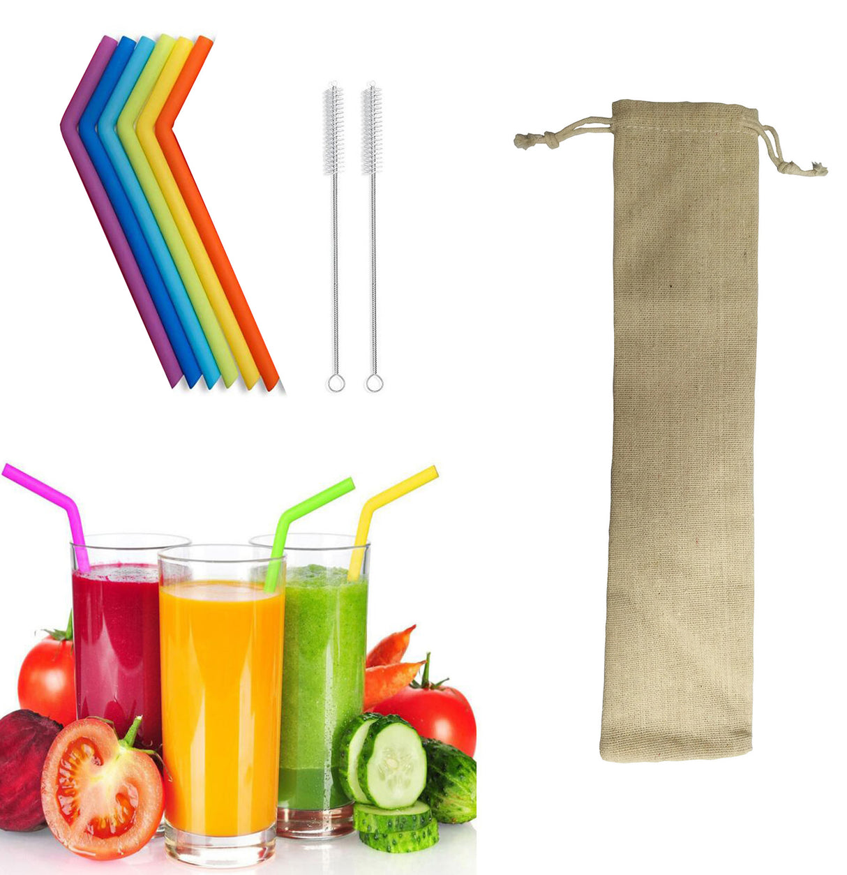 Reusable Silicone Drinking Straws