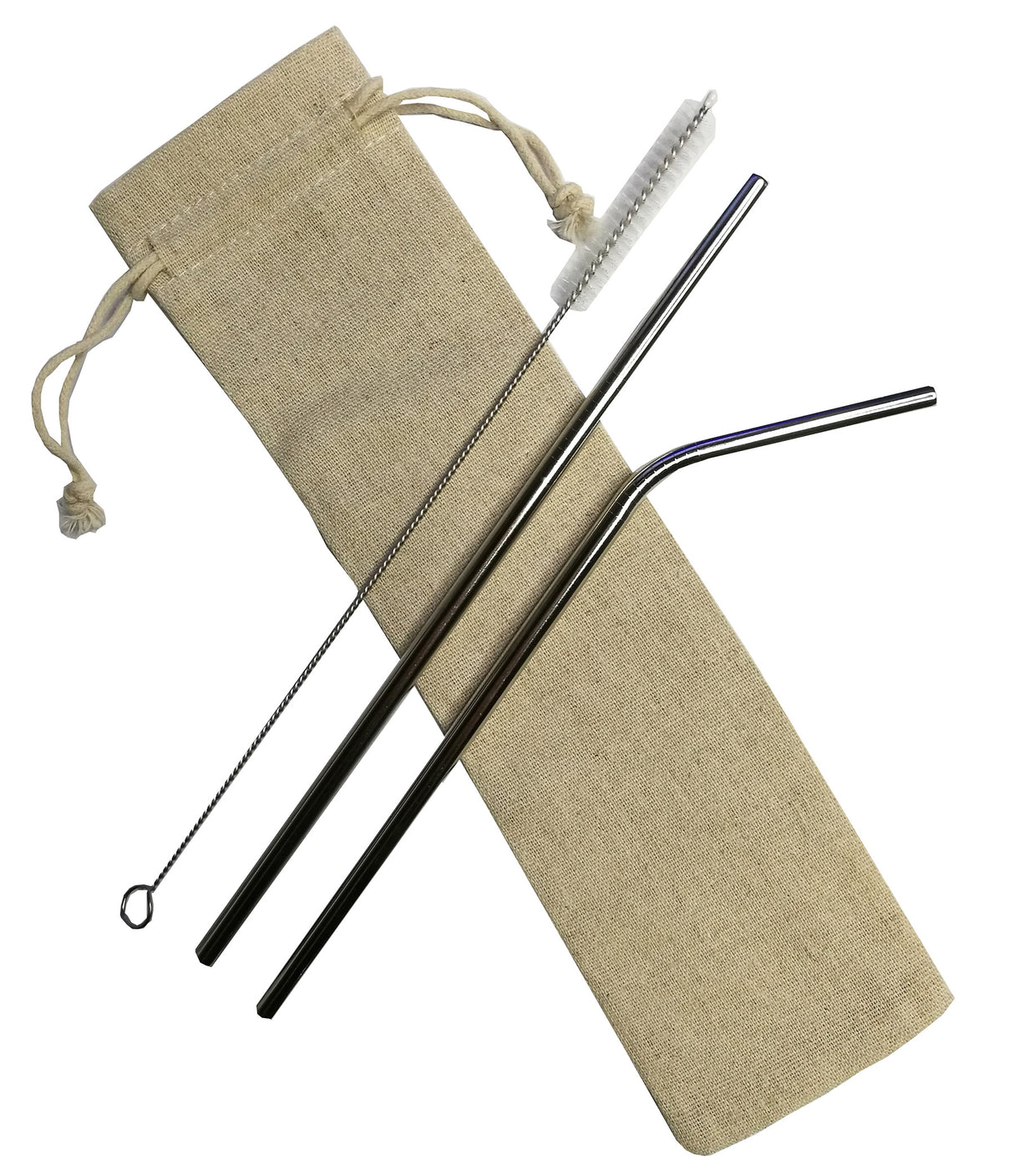 Pailles argentées droites et courbées