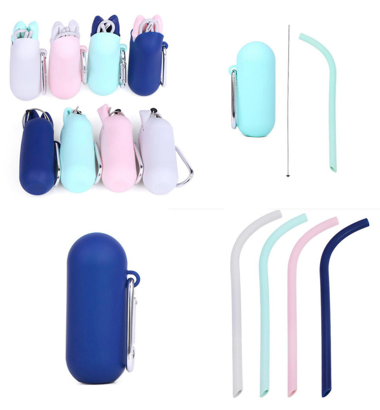 Ensemble de pailles pliables en silicone