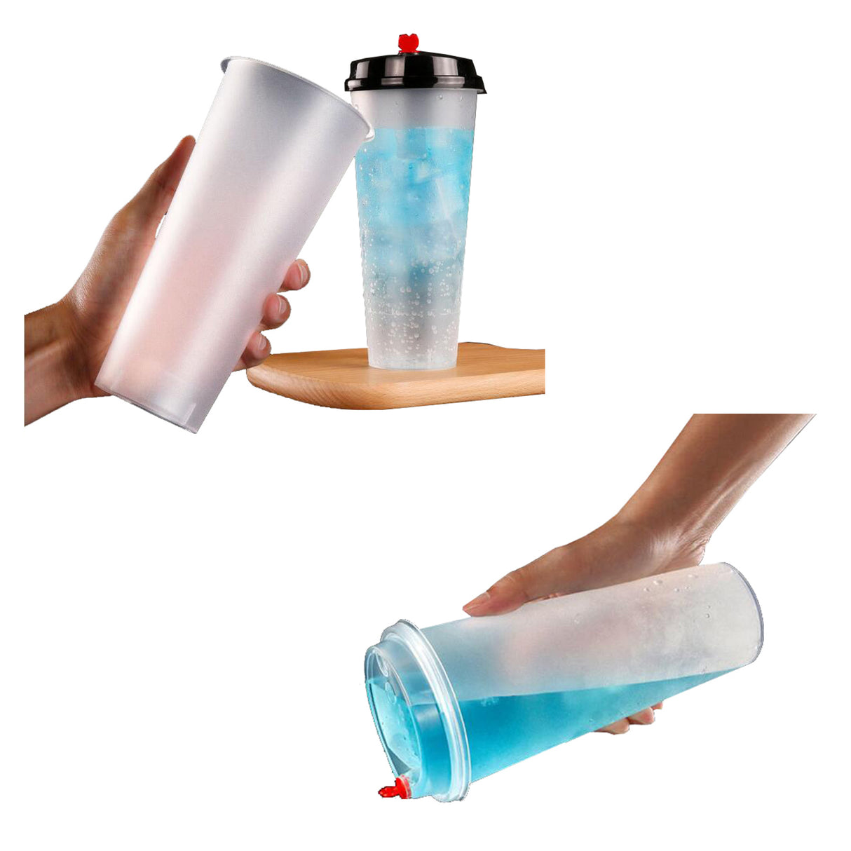 Gobelets en plastique de 16 oz avec couvercles