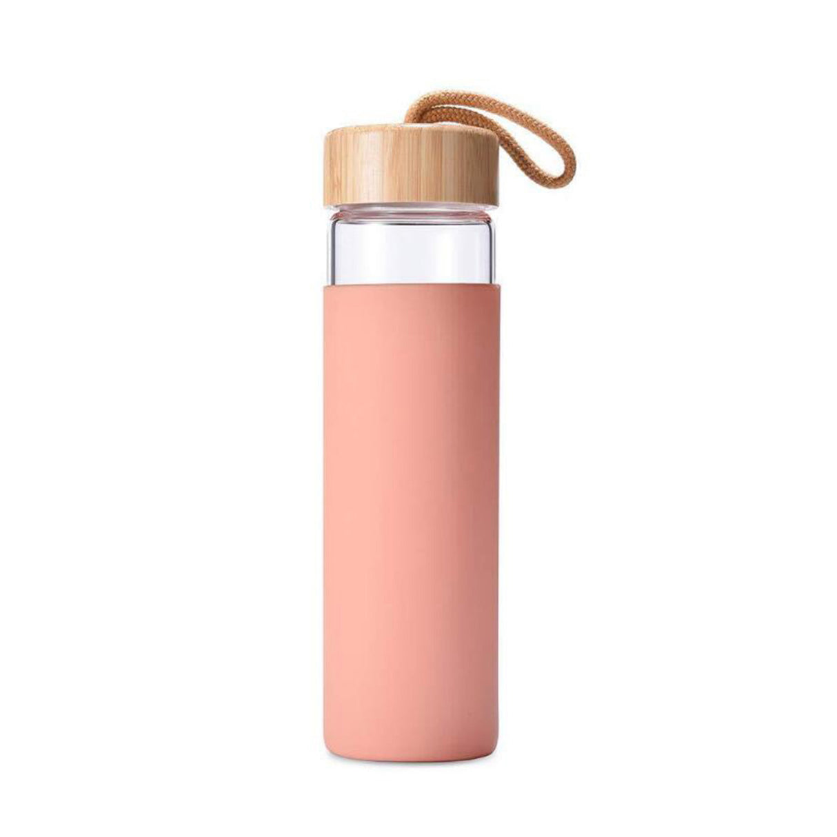 Bouteille d'eau en verre avec couvercle en bambou