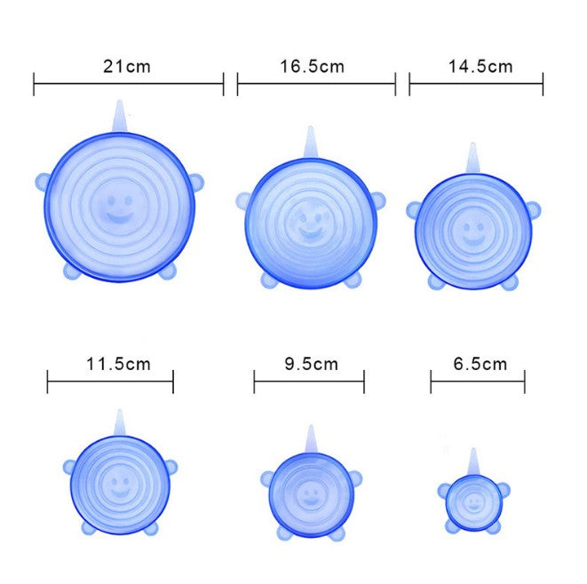 Lot de 6 couvercles extensibles en silicone