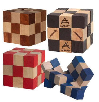 Puzzle cube élastique en bois
