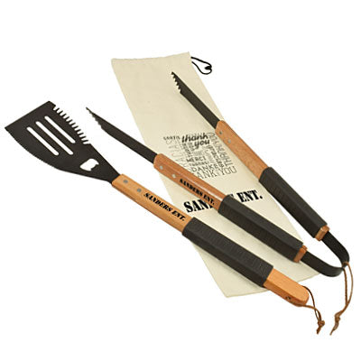 Wood Bbq Sets In Canvas Bag