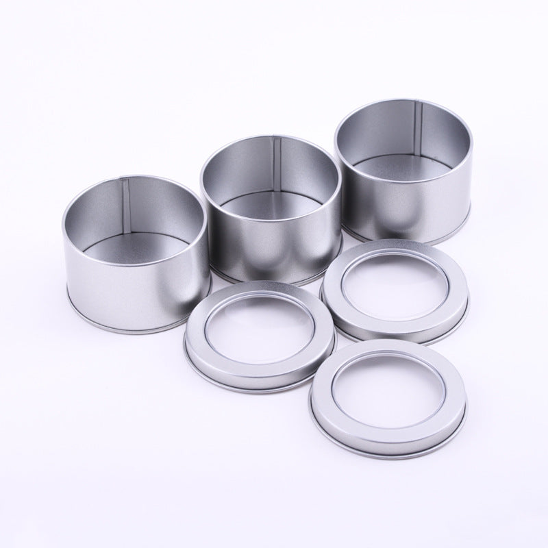 Boîte en fer blanc avec fenêtre transparente