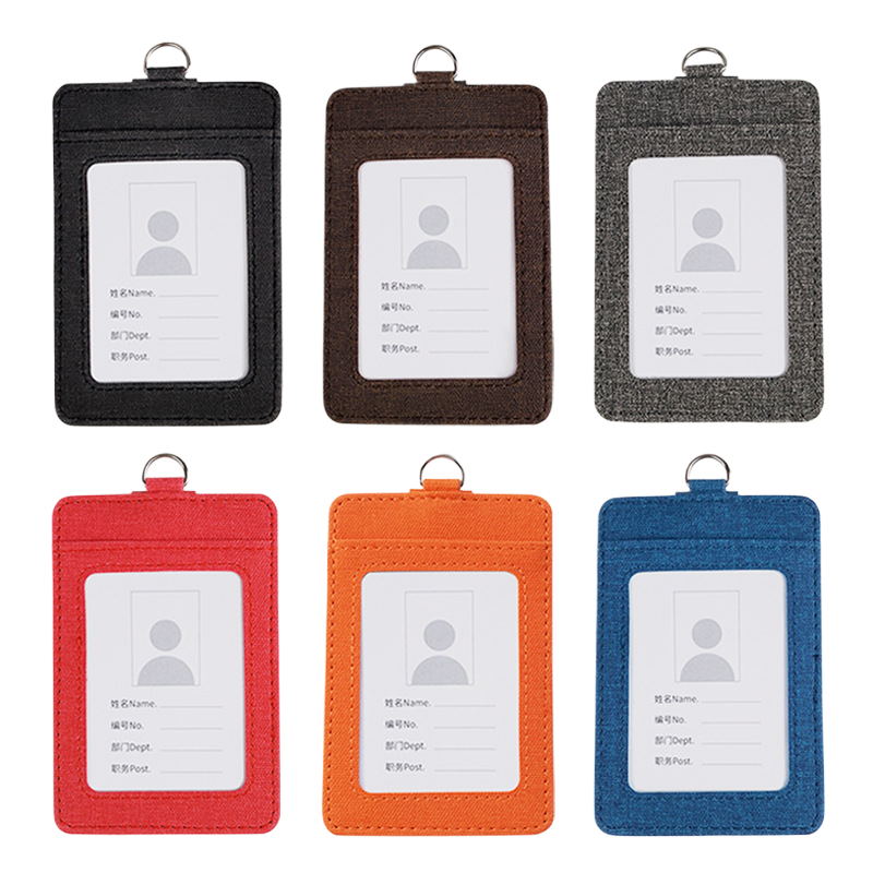 Porte-badge en toile de jute avec cordon