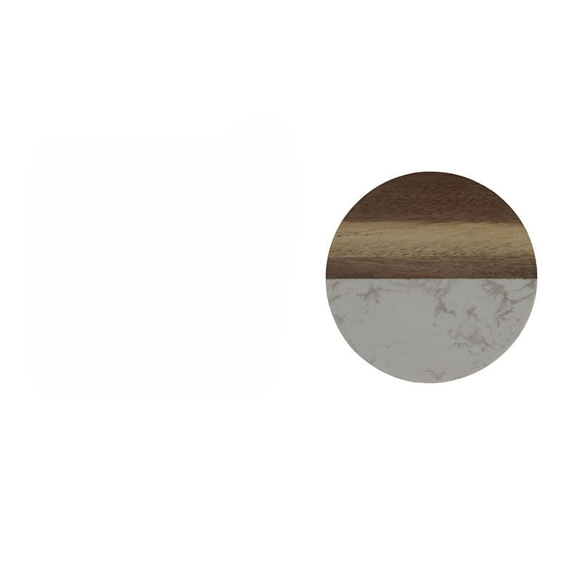 Dessous de verre rond en bois d'acacia avec épissure de marbre