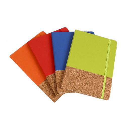 Carnet de notes A5 à couverture rigide en liège et tissu chiné Jou