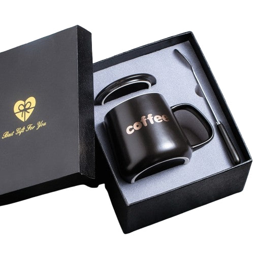 Coffret cadeau tasse avec couvercle et cuillère
