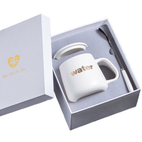Coffret cadeau tasse avec couvercle et cuillère