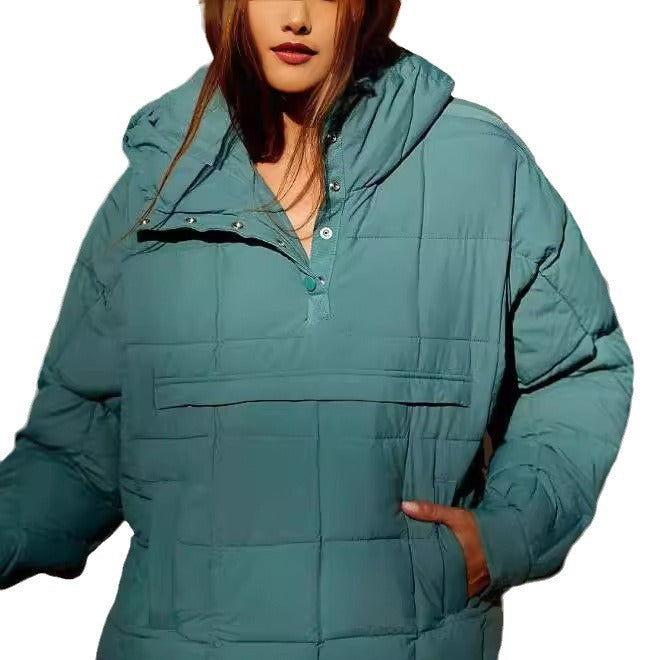 Manteau à capuche en coton de couleur unie