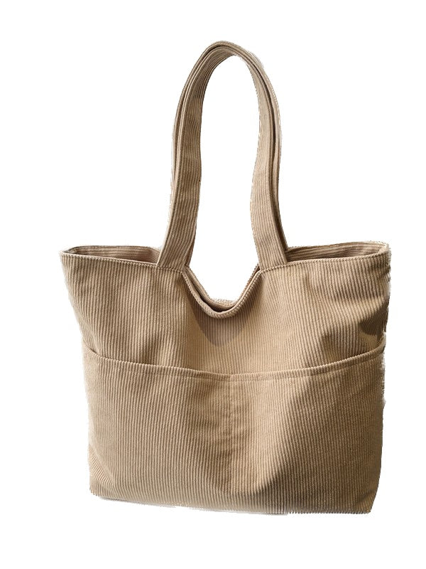 Corduroy Shoulder Tote Bag