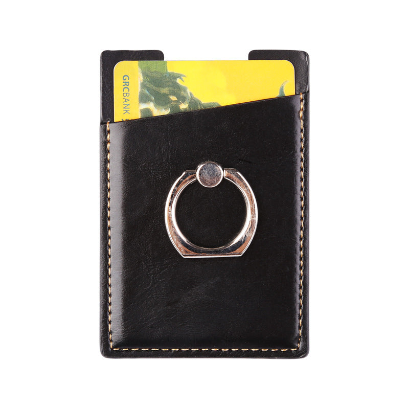 Rfid Blocking Leather Card Holder With Ring Stand