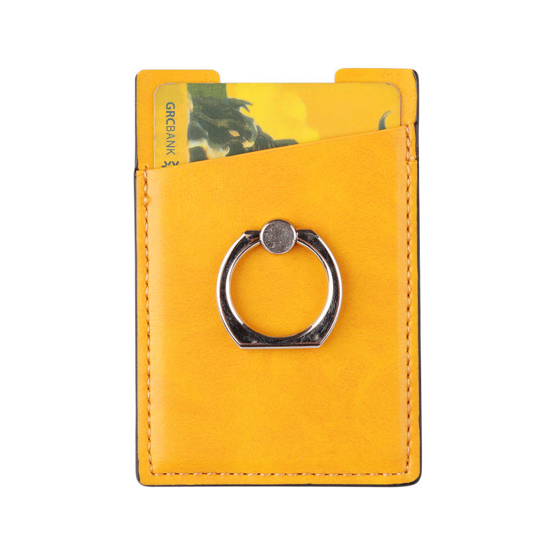 Rfid Blocking Leather Card Holder With Ring Stand