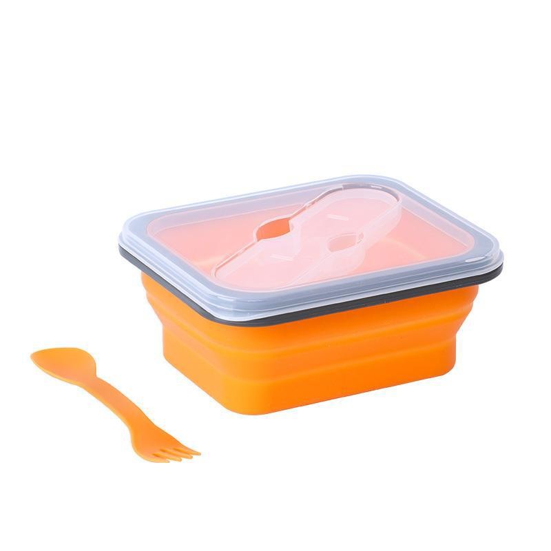 Boîte à lunch en silicone de 600 ml avec cuillère et fourchette