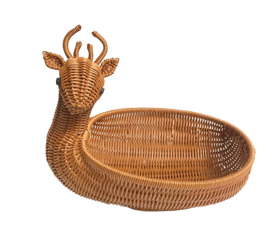 Plateau en osier en forme d'animal