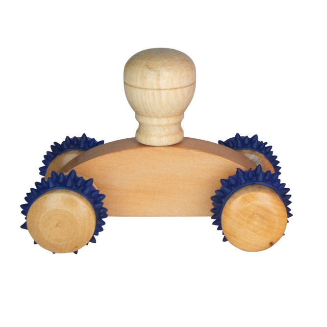 Petit masseur en bois avec roue texturée