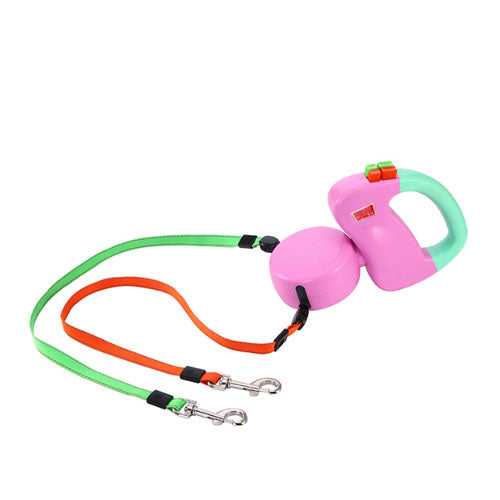 Laisse rétractable réfléchissante pour deux chiens