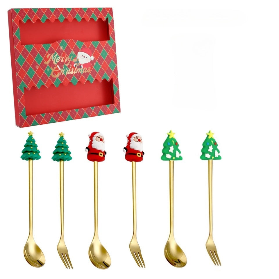Ensemble cuillère et fourchette de Noël