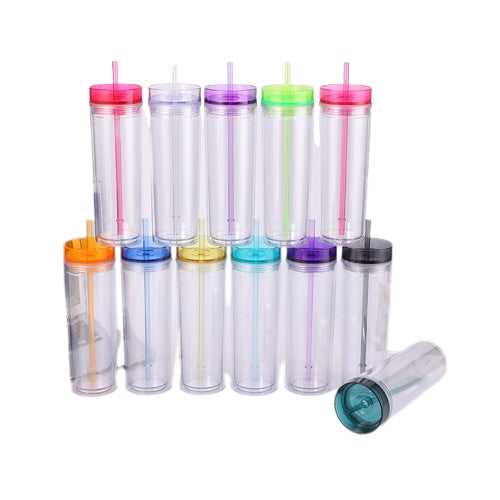 Gobelet en acrylique à double paroi de 16 oz avec couvercle