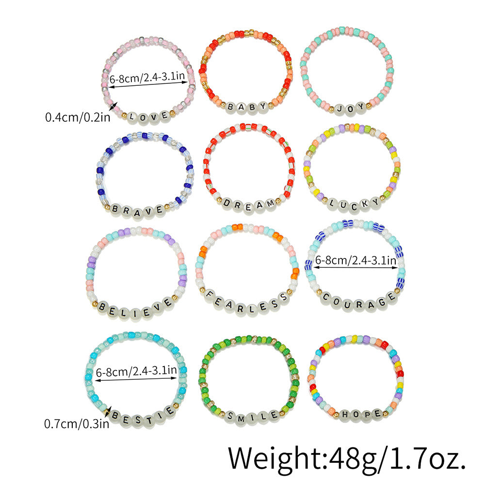 Bracelet de perles alphabet phosphorescent