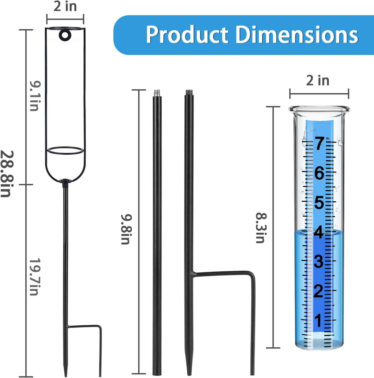 7" Freeze-proof Glass Rain Gauge