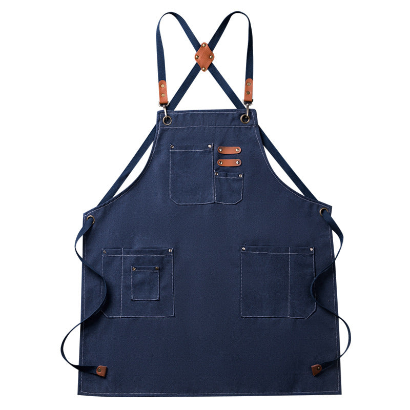 Tablier de travail à bavette en denim réglable