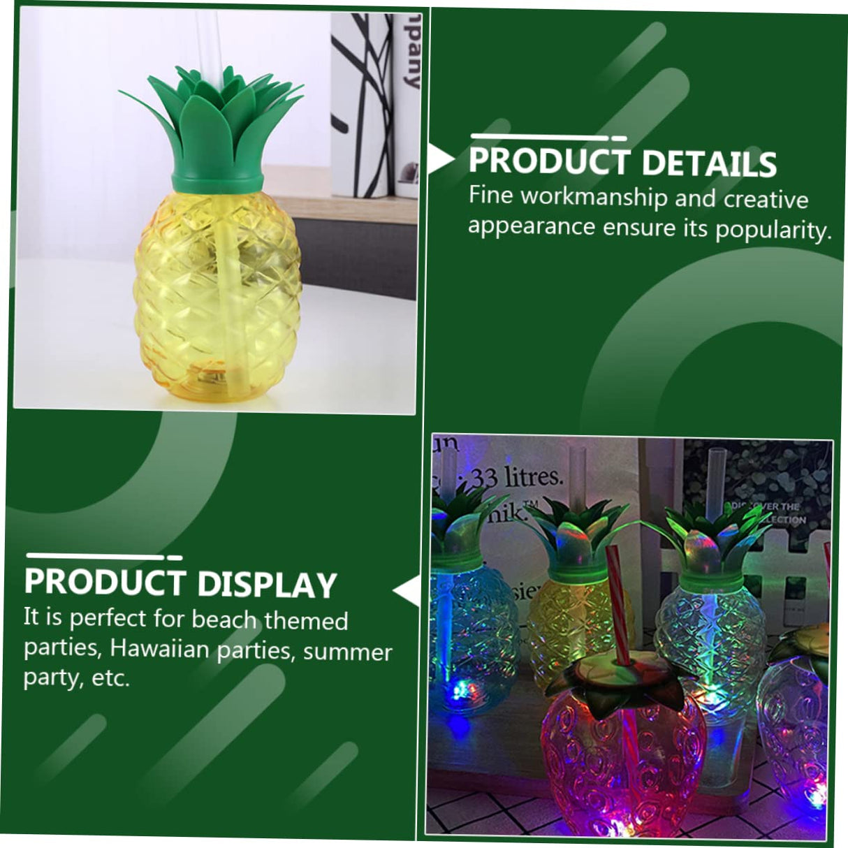 Gobelet LED en plastique ananas 500 ml