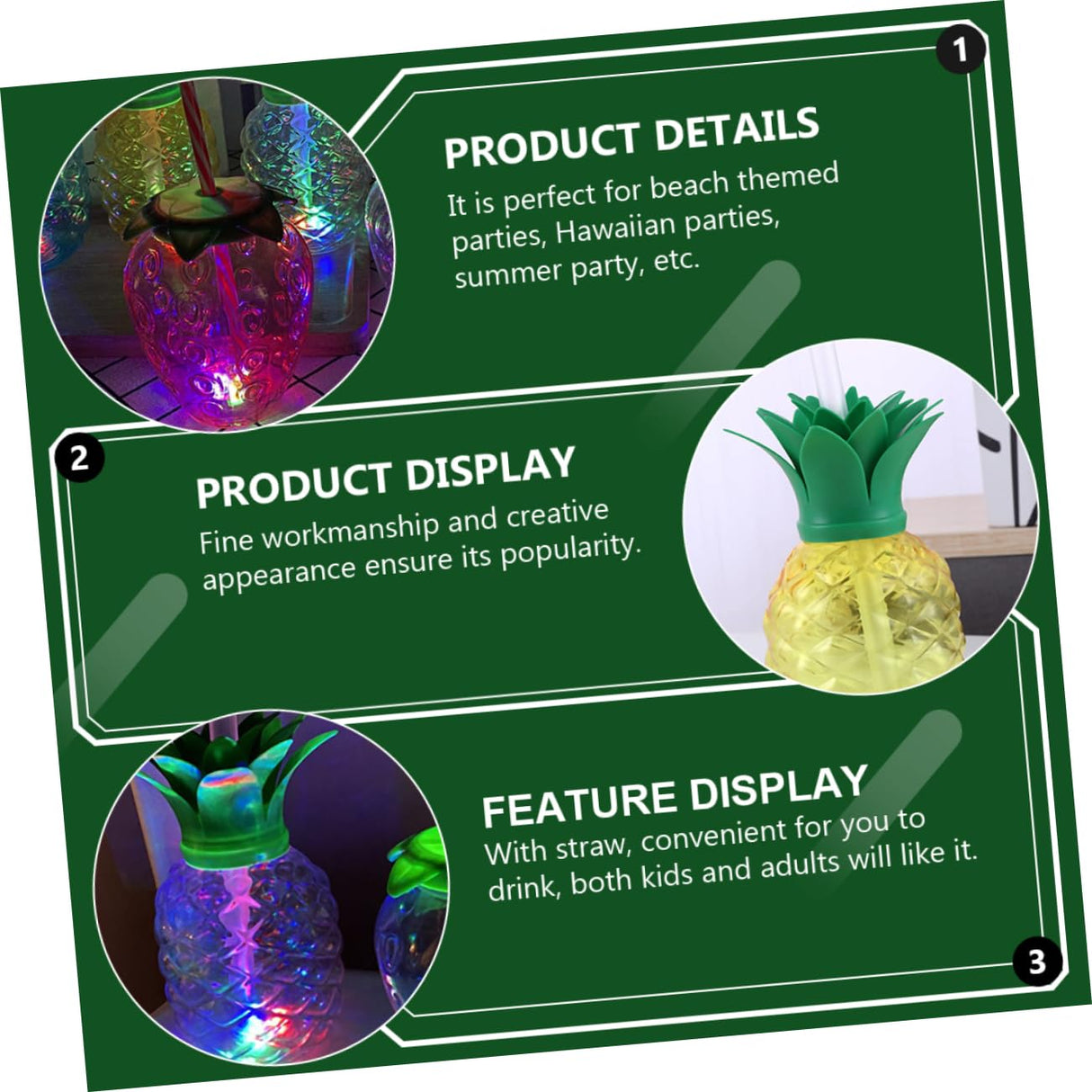 Gobelet LED en plastique ananas 500 ml