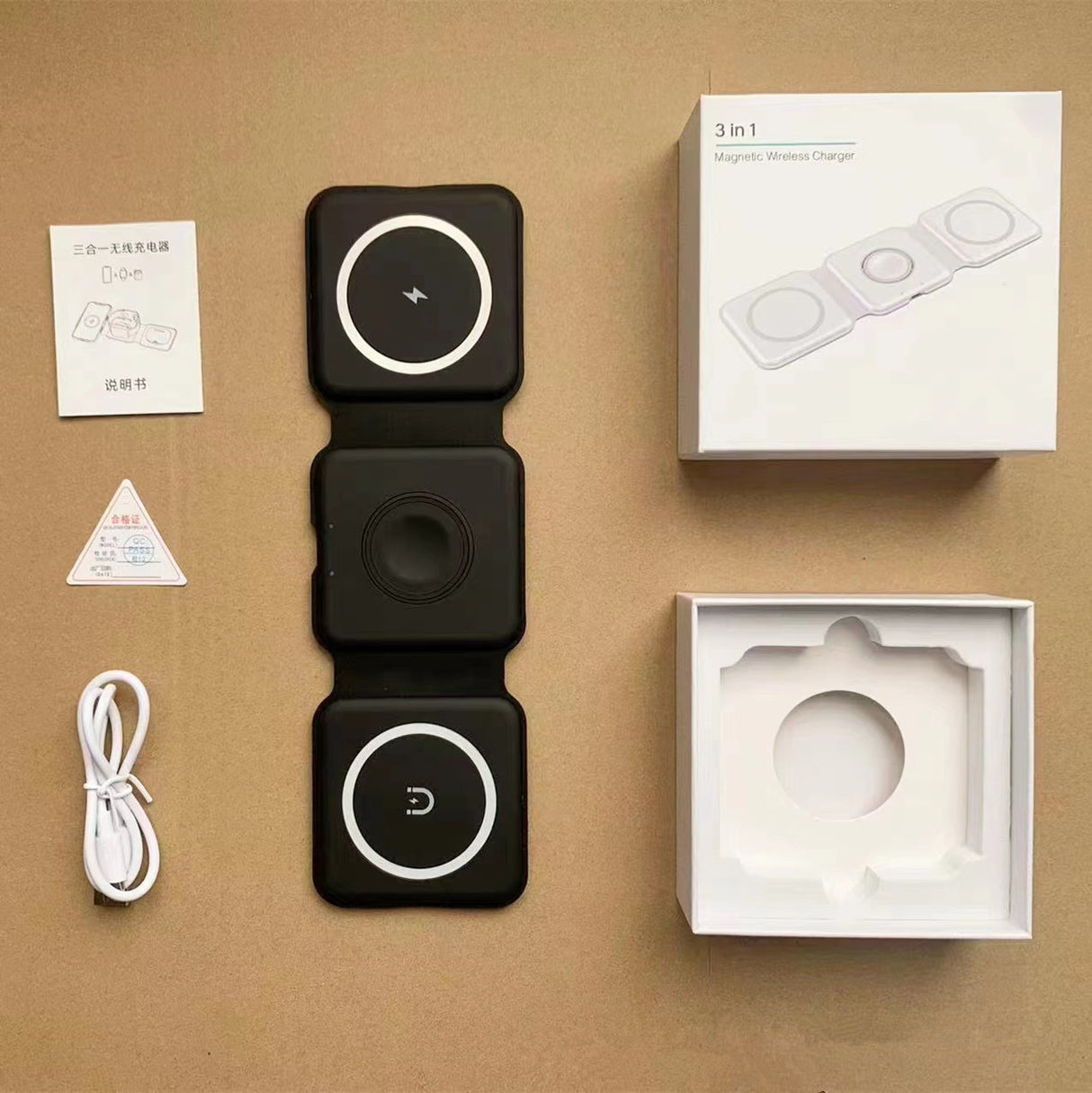 Chargeur sans fil pliable 3 en 1 15 W