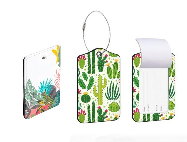 Étiquette de bagage en cuir synthétique avec boucle en métal