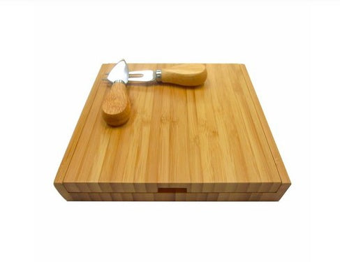 Bamboo Cheese Board & 4 Piece Utensil Set
