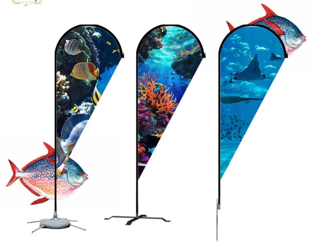 Drapeau de pelouse en forme de plume