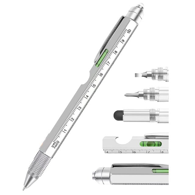 Stylo tactile LED multifonction en métal 9 en 1