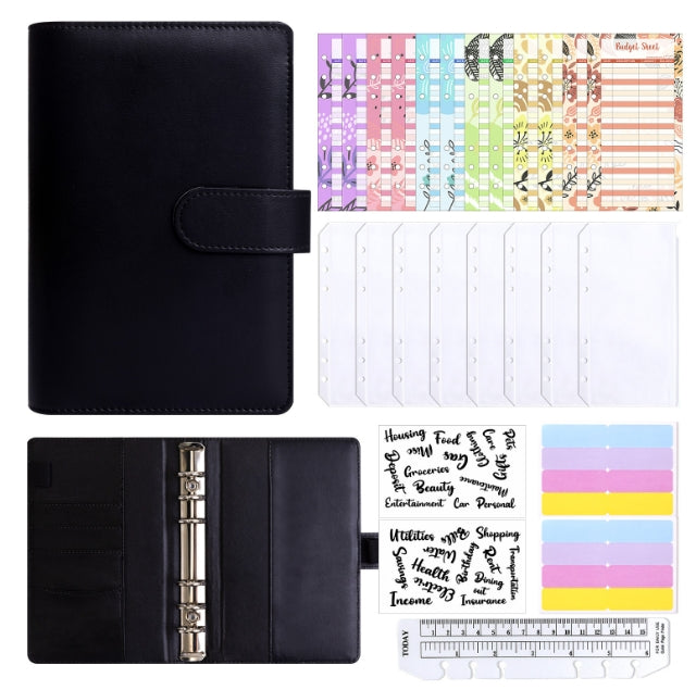 Classeur A6 en cuir synthétique pour planificateur budgétaire