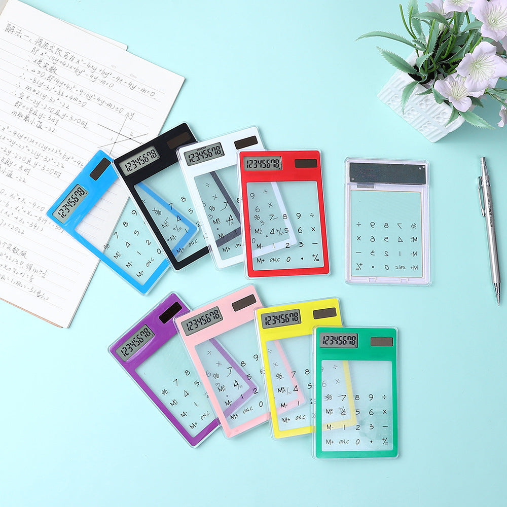 Mini calculatrice solaire transparente